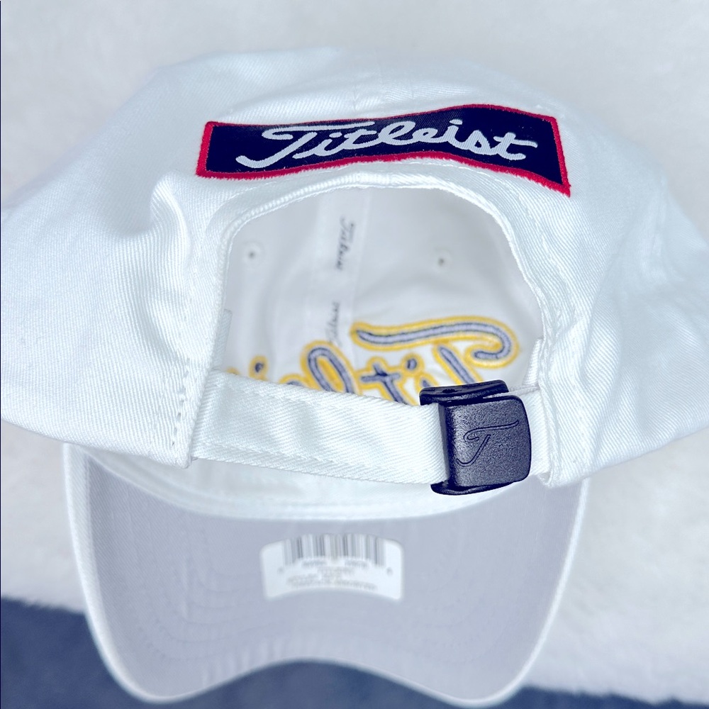 NWT TITLEIST PRO FJ Golf White Hat/Cap Footjoy PurpleGold Embroidered Adjustable - Picture 9 of 9